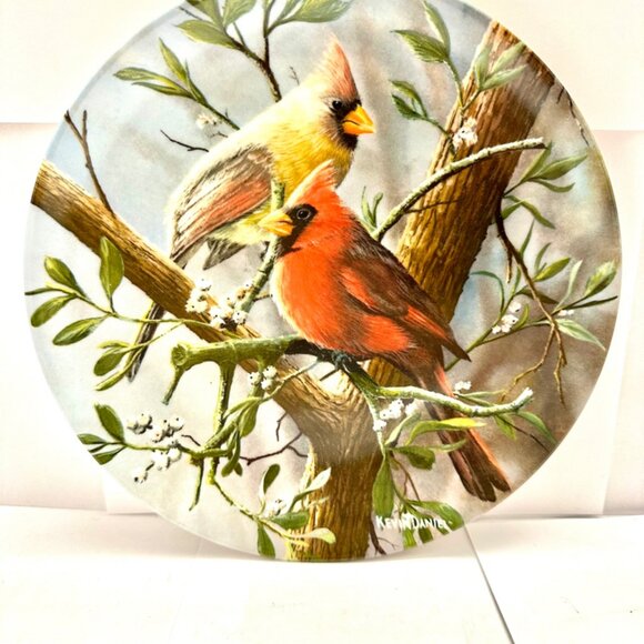 Vintage Knowles Plate Birds Of Your Garden, The Cardinal, 8.5 - Picture 1 of 4